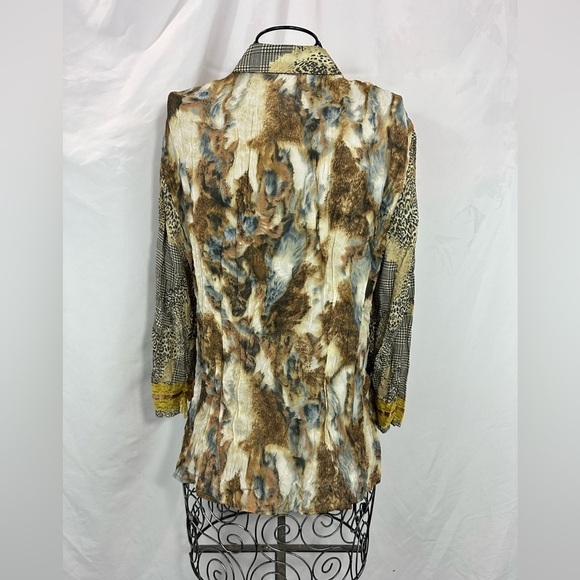 Y2K Piano sheer mixed media button down collared blouse size M - Picture 8 of 9